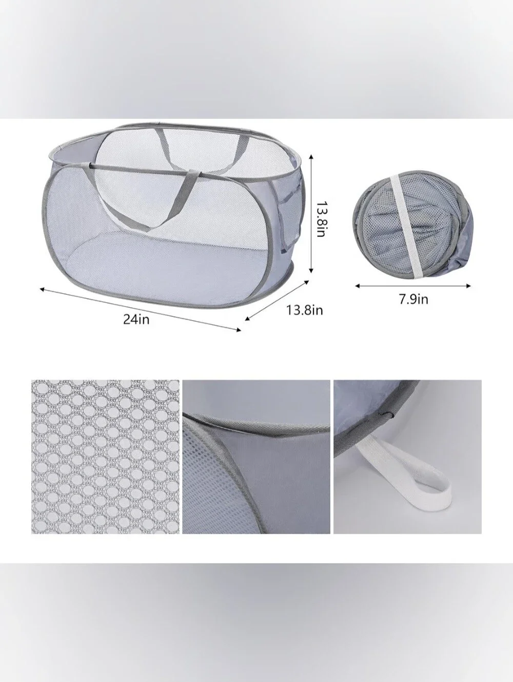 Collapsible Mesh Laundry Hamper - Beige